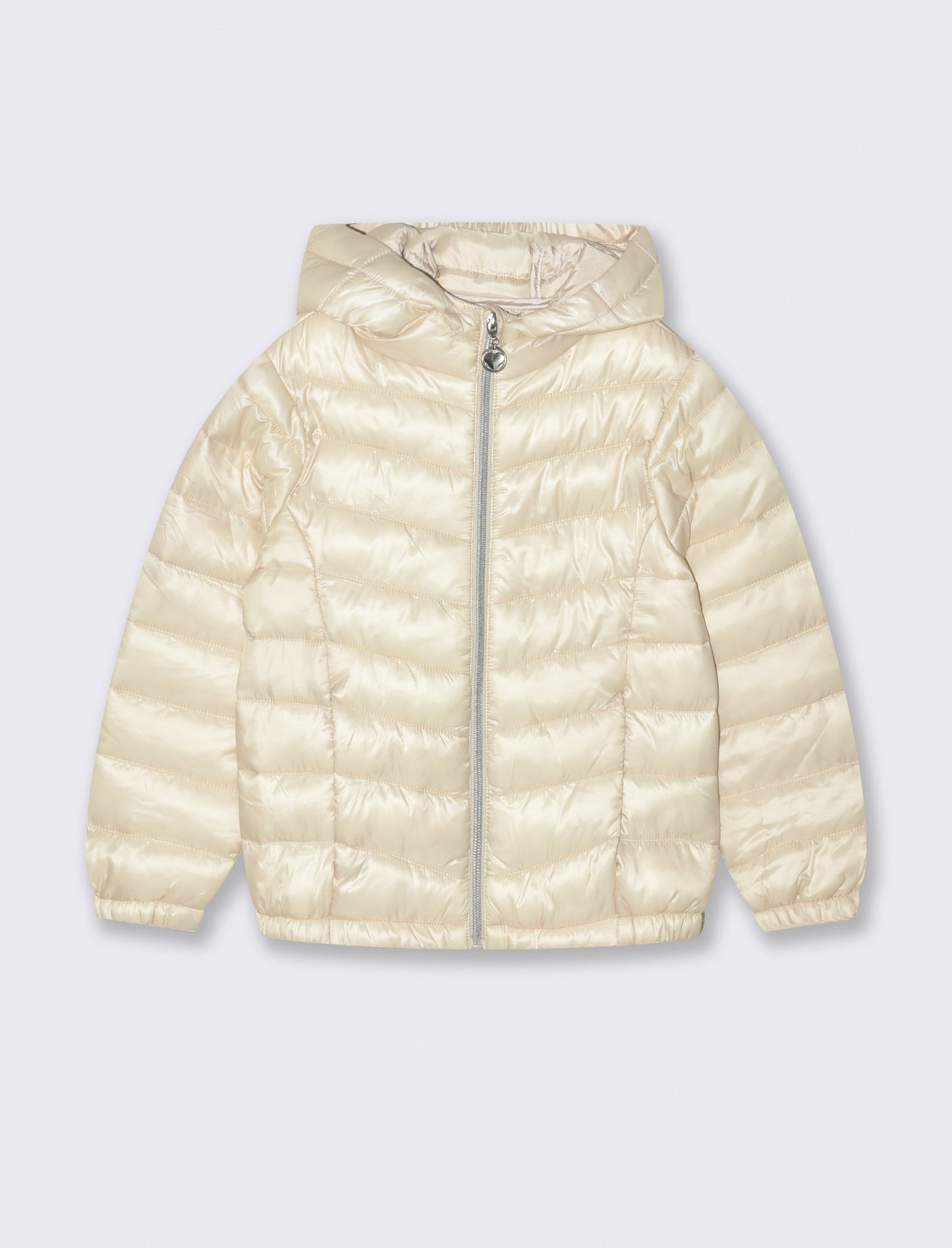 Girls' puffer jacket with hood - Beige