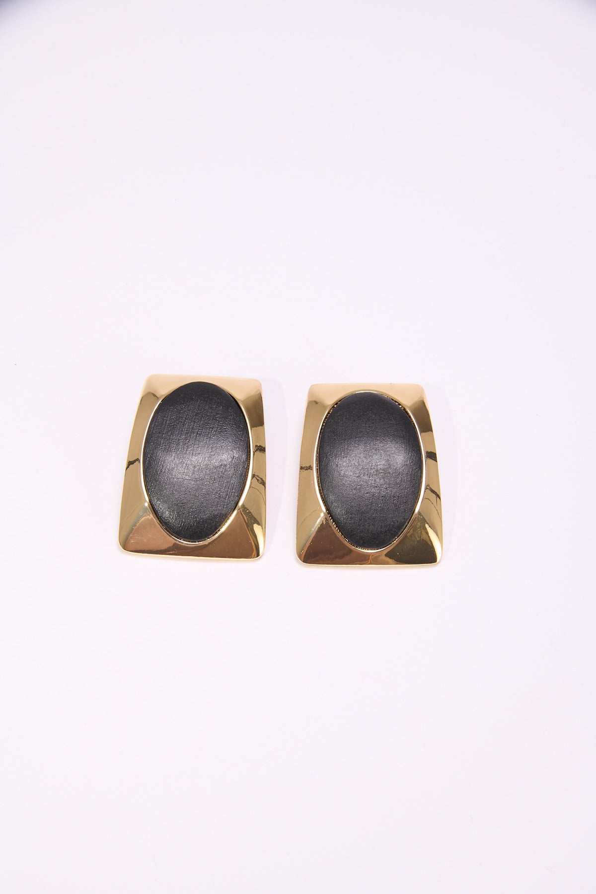 Orecchini donna ovale legno - Nero