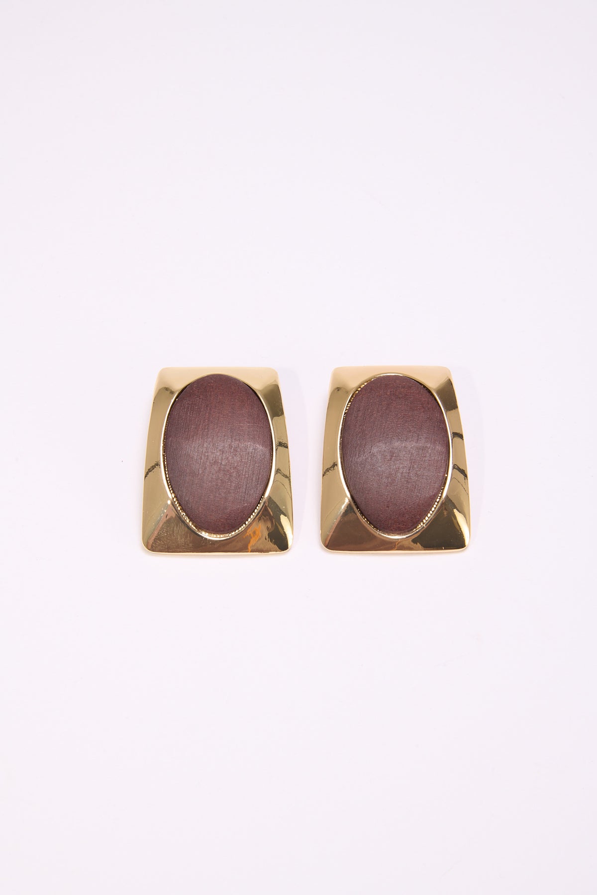 Orecchini donna ovale legno - Marrone