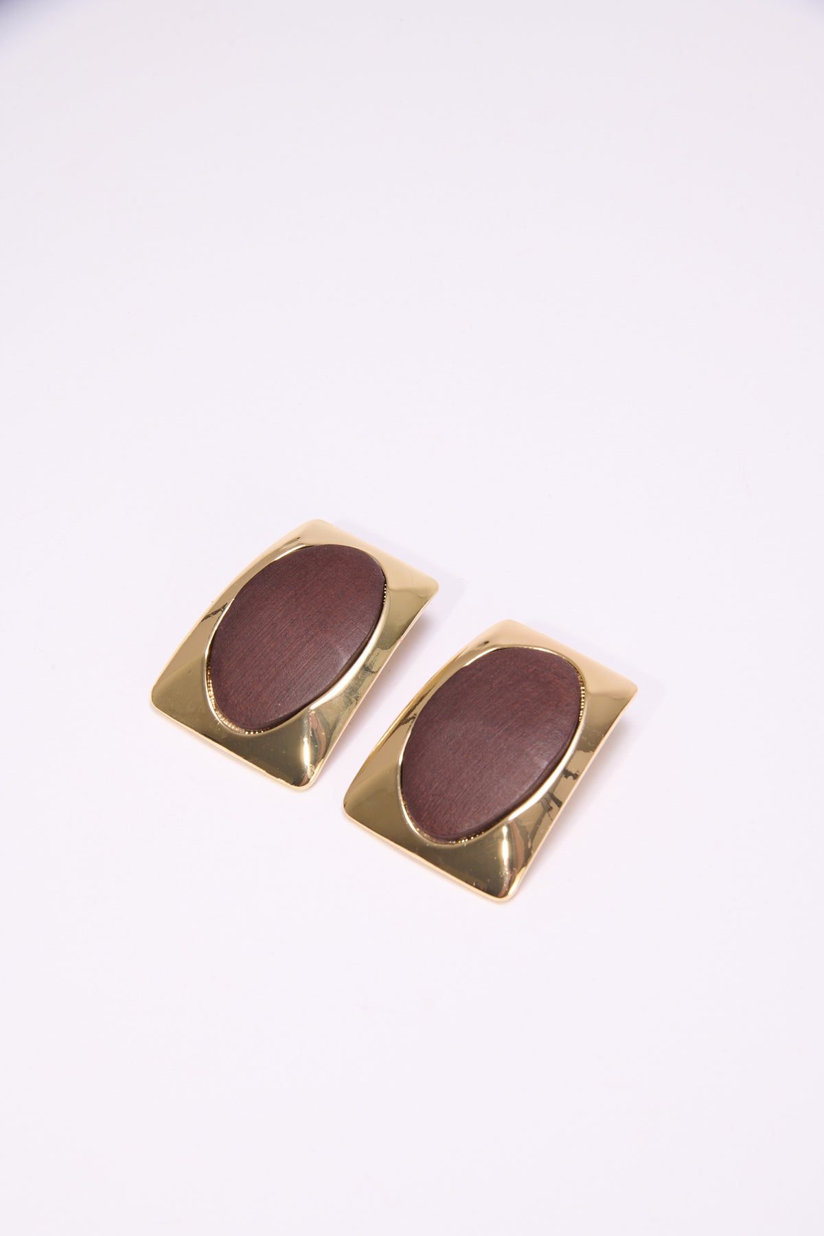 Orecchini donna ovale legno - Marrone