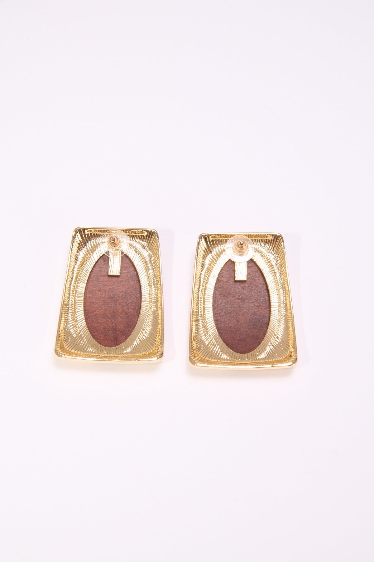 Orecchini donna ovale legno - Marrone