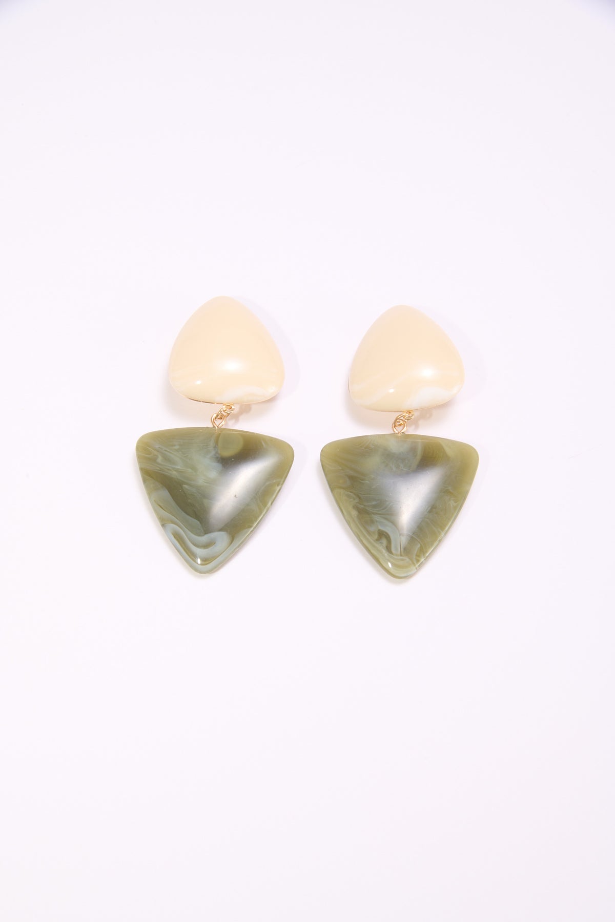 Orecchini donna clip due triangoli pietra - Verde