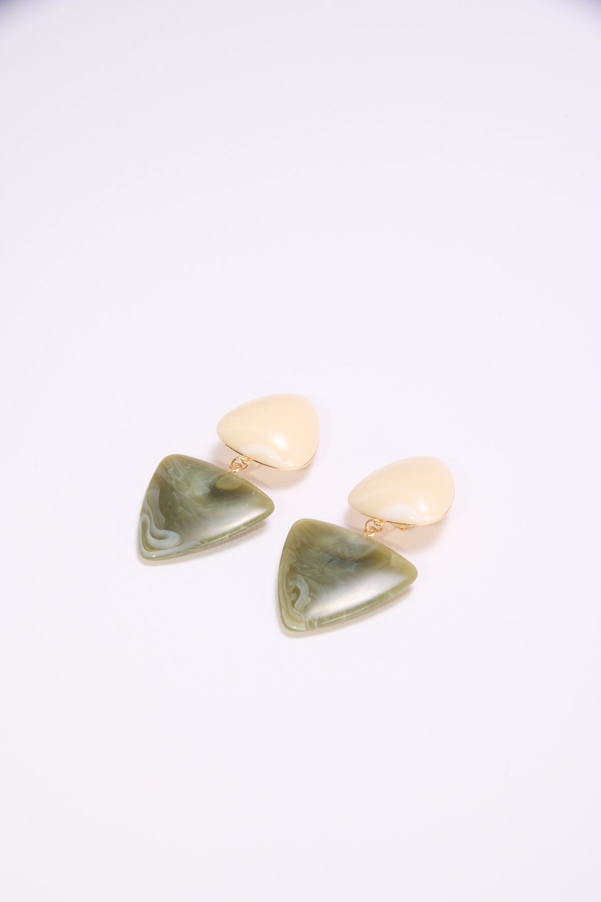 Orecchini donna clip due triangoli pietra - Verde