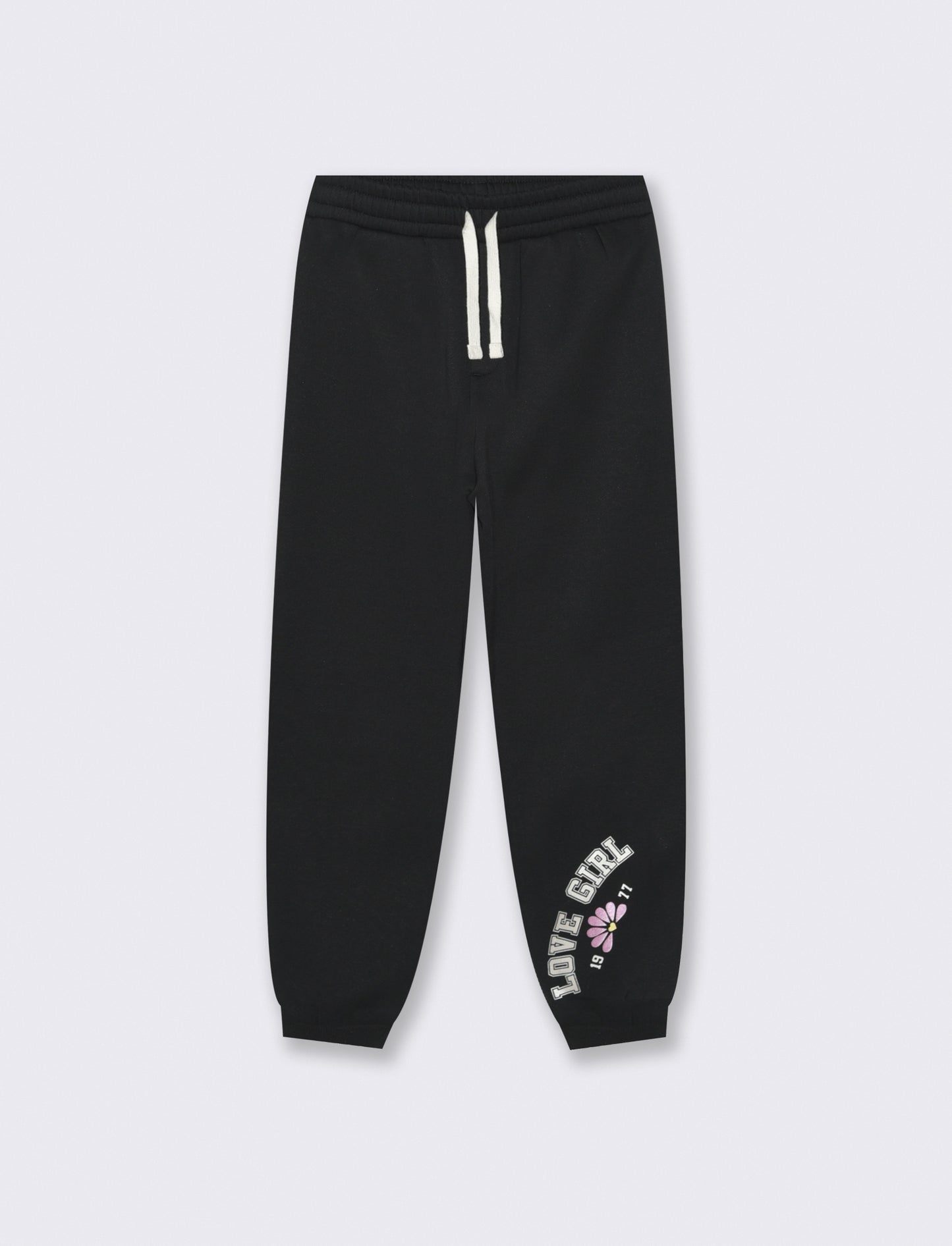 Pantalone in felpa morbida da bambina - Nero