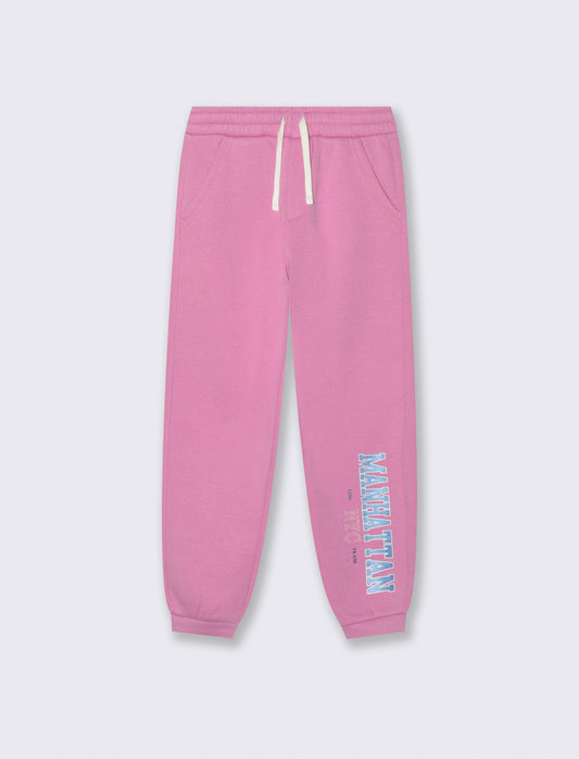 Pantalone in felpa morbida da bambina - Rosa candy