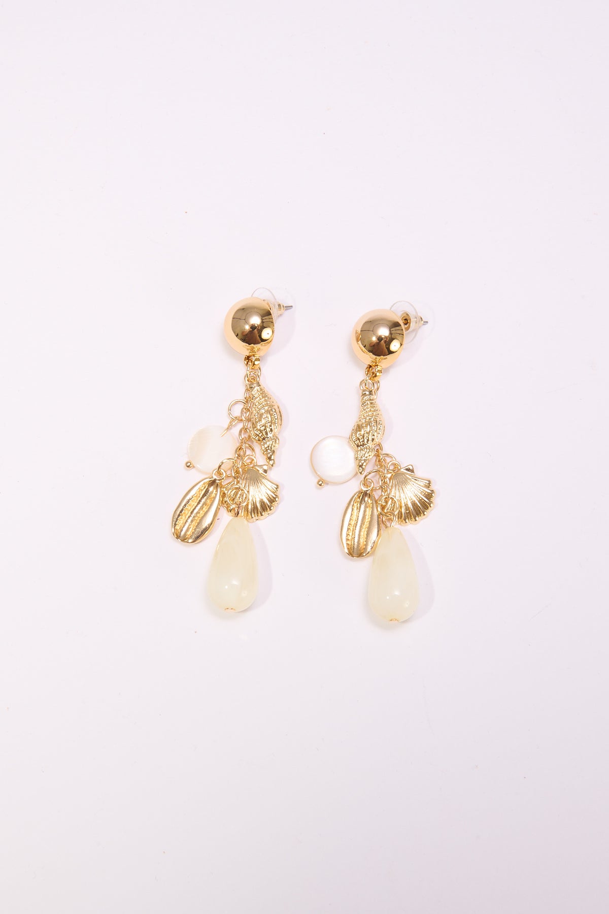 Orecchini donna clip pendente soggetti marini - Beige