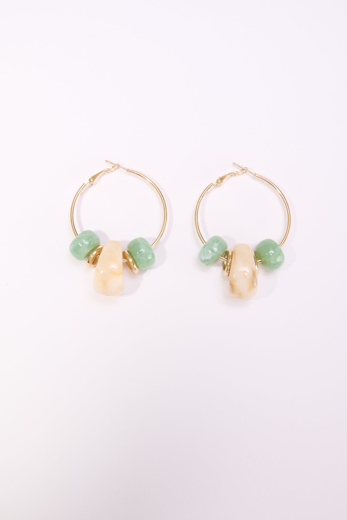 Orecchini donna cerchi con pietre marble - Verde