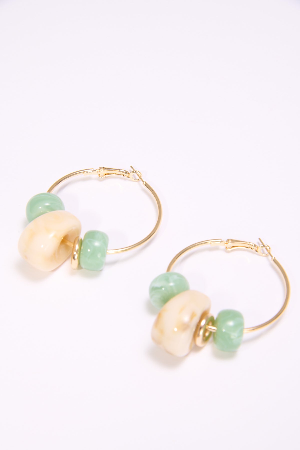 Orecchini donna cerchi con pietre marble - Verde
