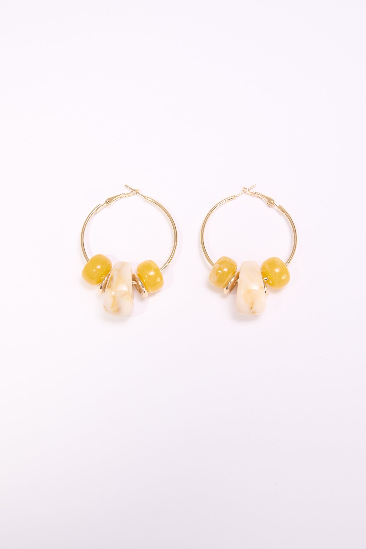 Orecchini donna cerchi con pietre marble - Giallo