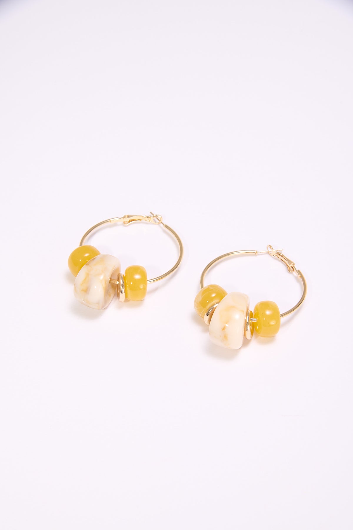 Orecchini donna cerchi con pietre marble - Giallo