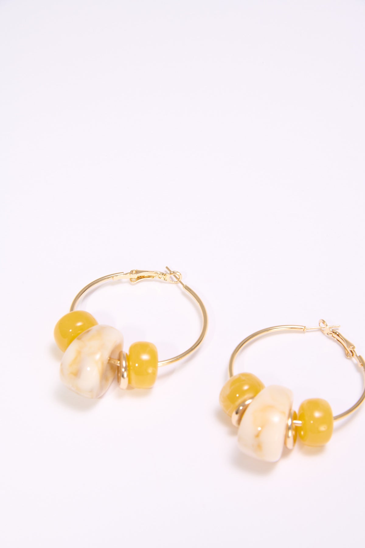 Orecchini donna cerchi con pietre marble - Giallo