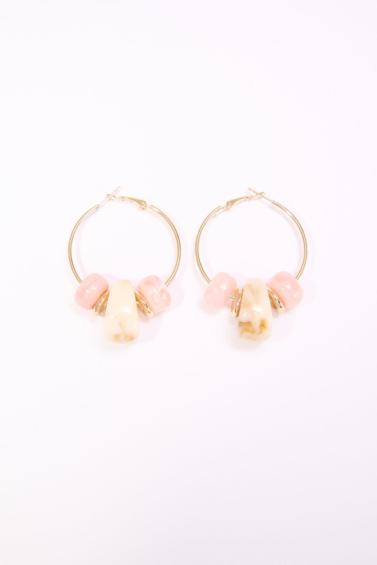 Orecchini donna cerchi con pietre marble - Rosa