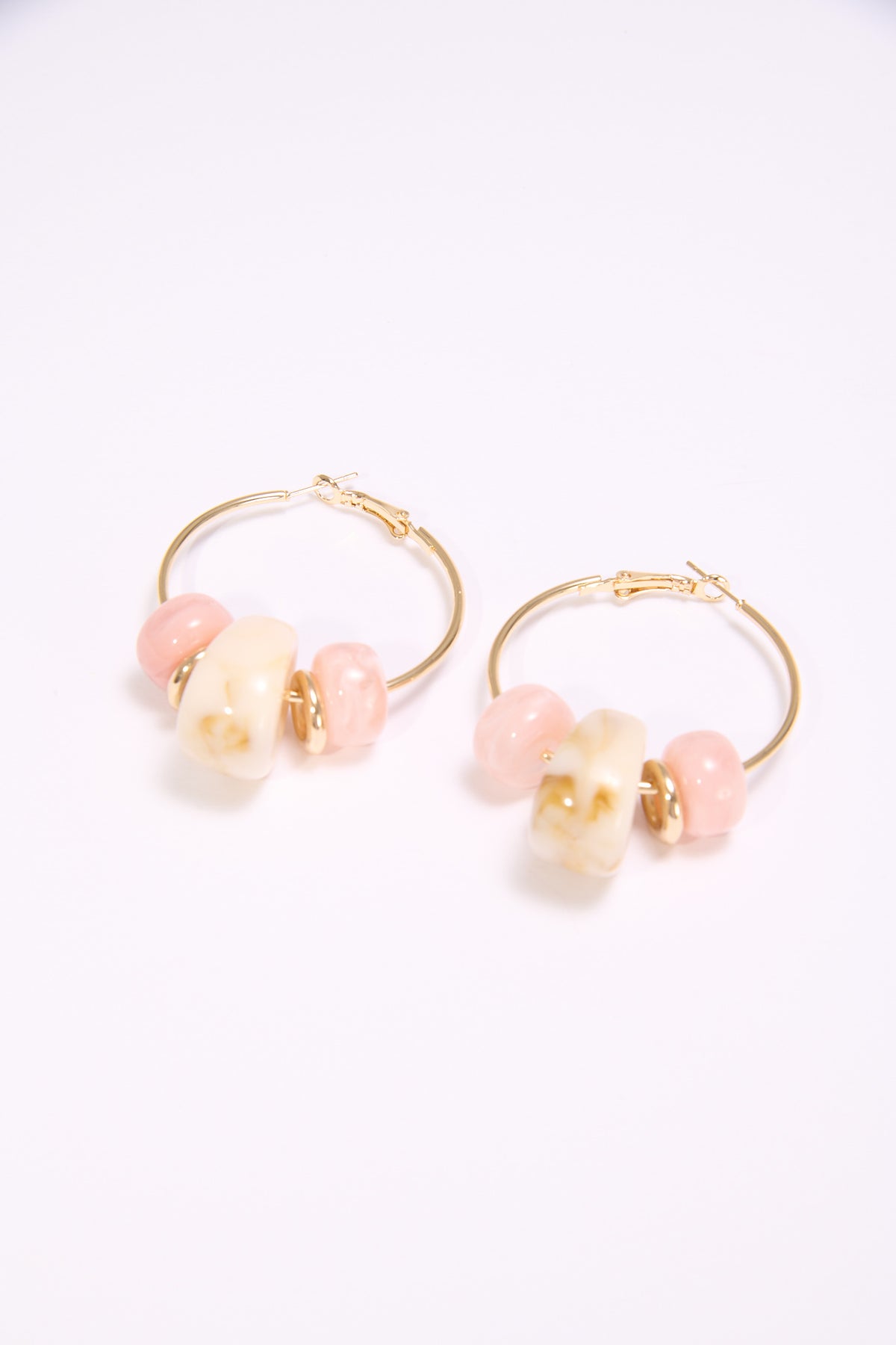Orecchini donna cerchi con pietre marble - Rosa
