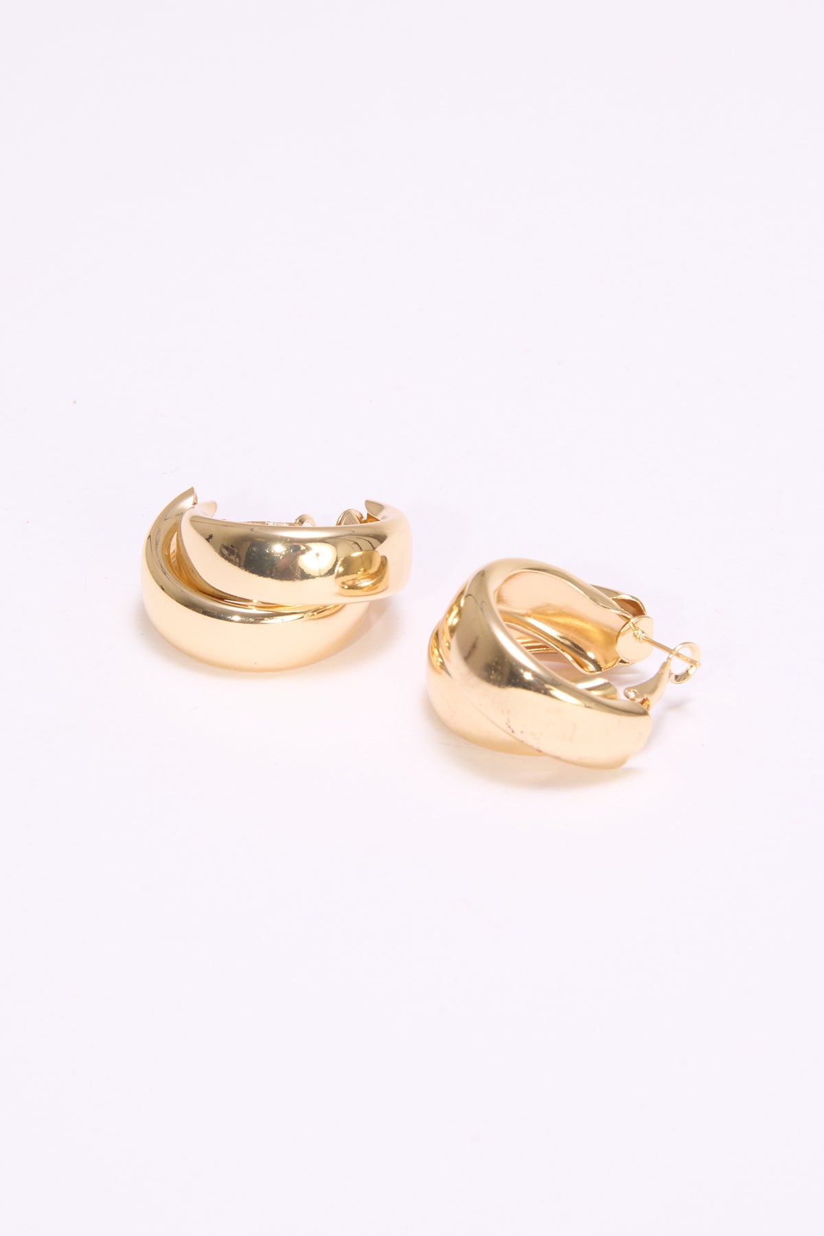 Orecchini donna cerchi doppia fascia - Oro