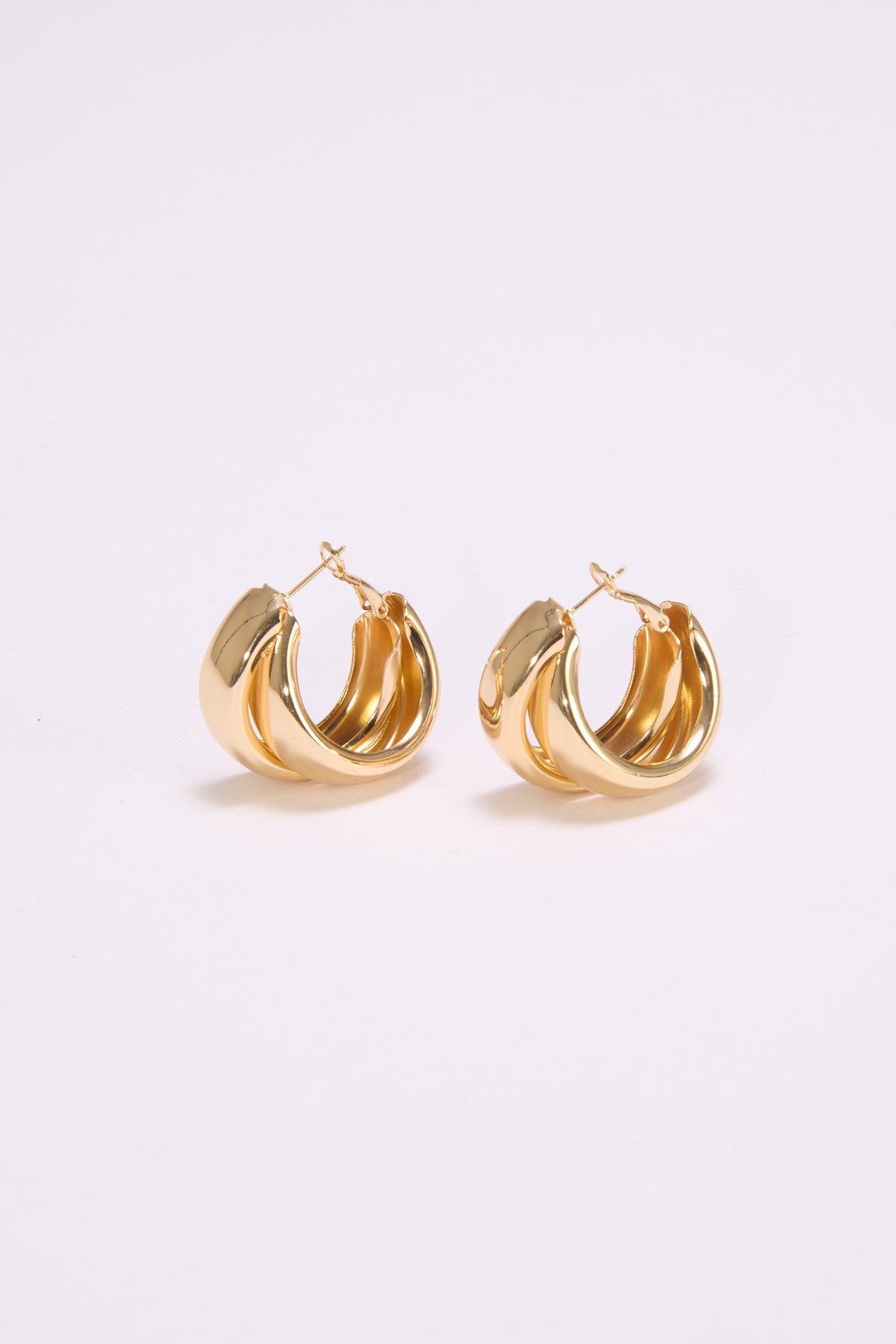 Orecchini donna cerchi doppia fascia - Oro