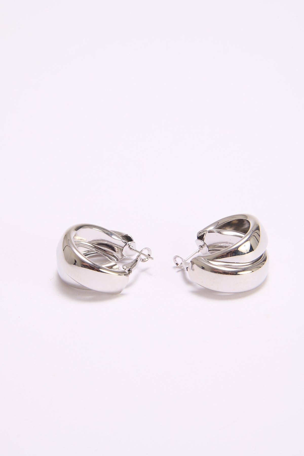 Orecchini donna cerchi doppia fascia - Argento