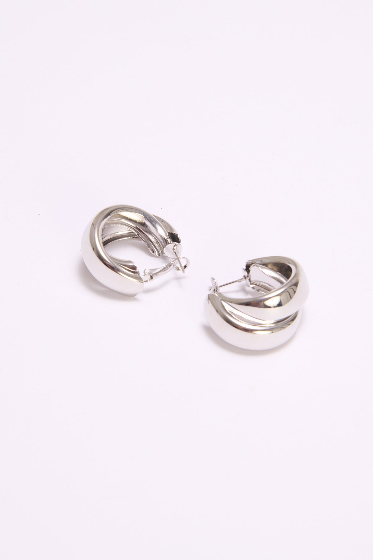 Orecchini donna cerchi doppia fascia - Argento