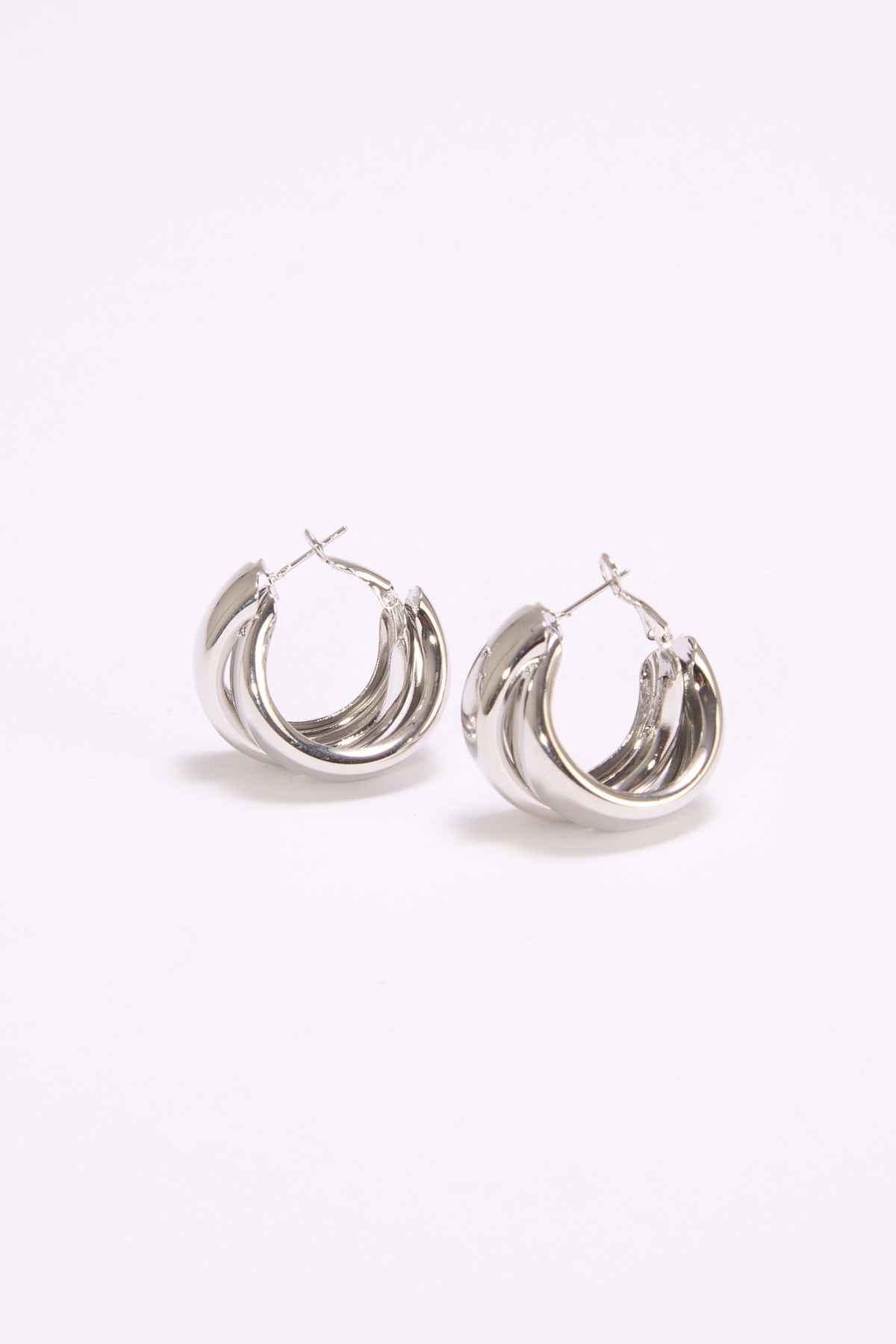 Orecchini donna cerchi doppia fascia - Argento