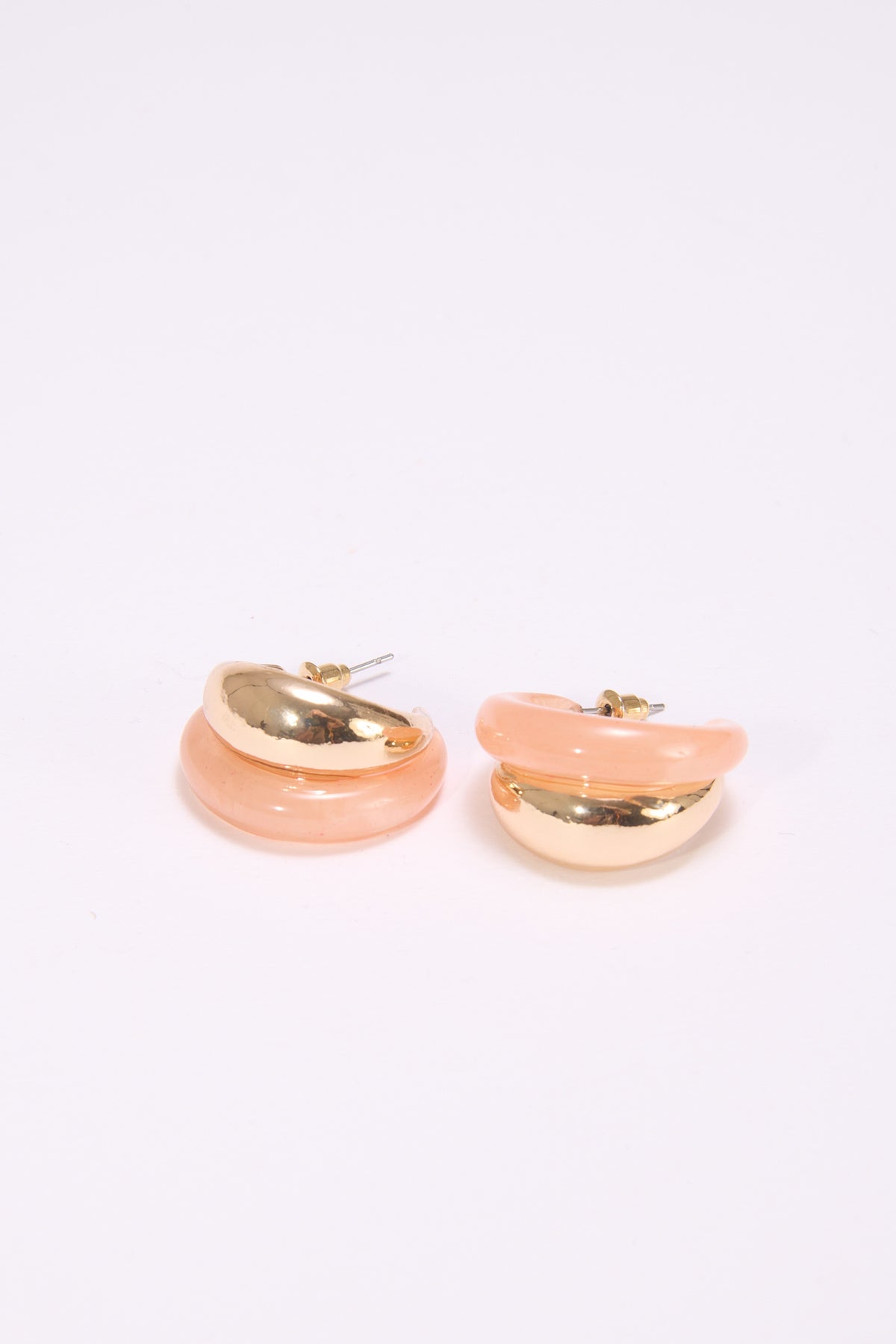 Orecchini donna bifascia pietra metallo - Rosa