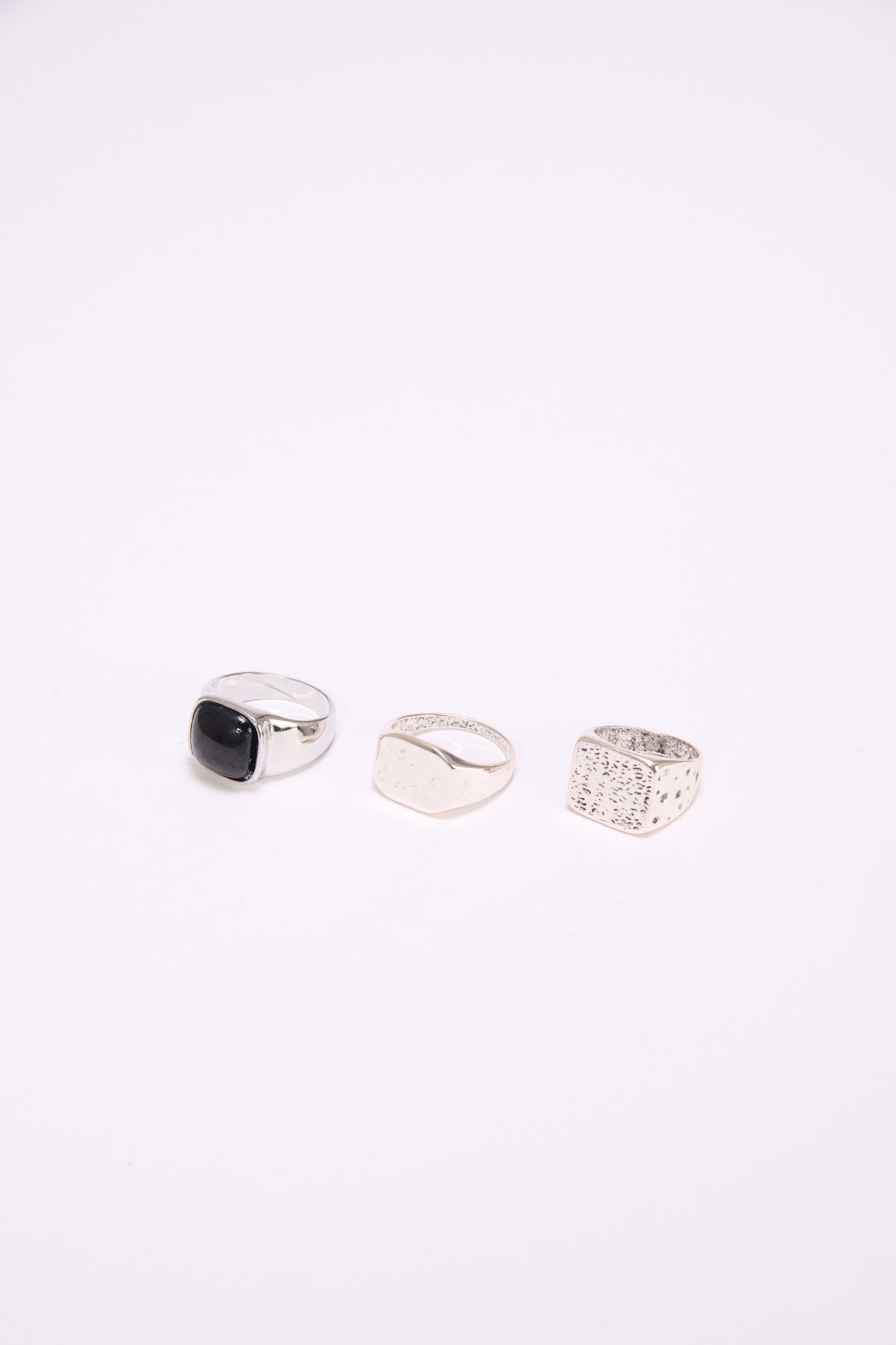 Anelli uomo card 3 pezzi squadrati - Argento
