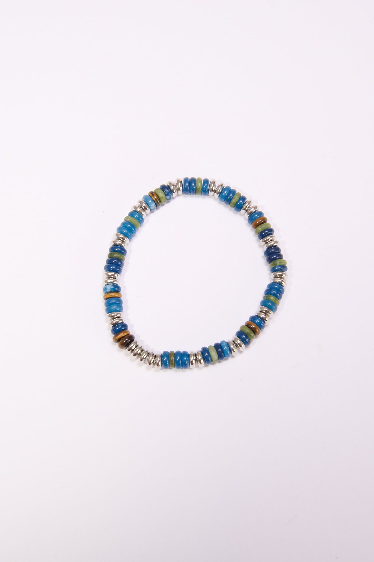 Bracciale uomo perline dischetto colorato - Blu
