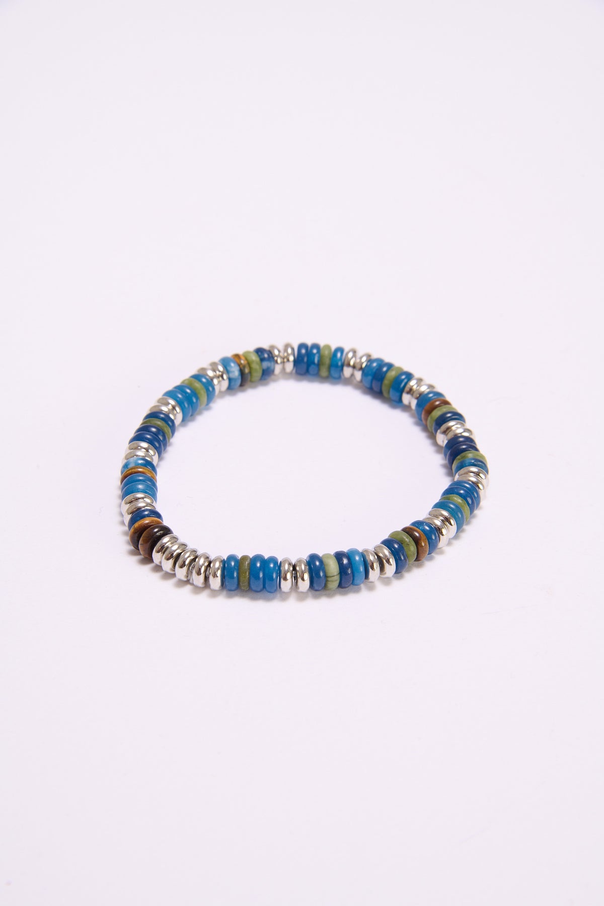 Bracciale uomo perline dischetto colorato - Blu