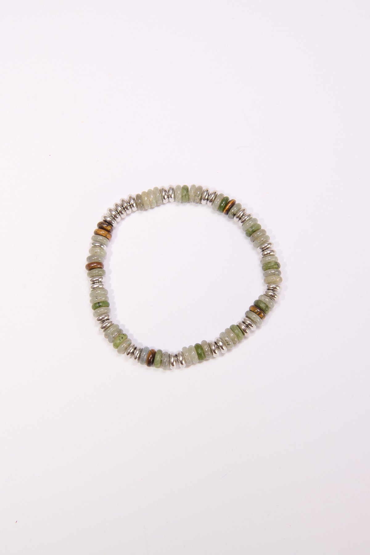 Bracciale uomo perline dischetto colorato - Verde