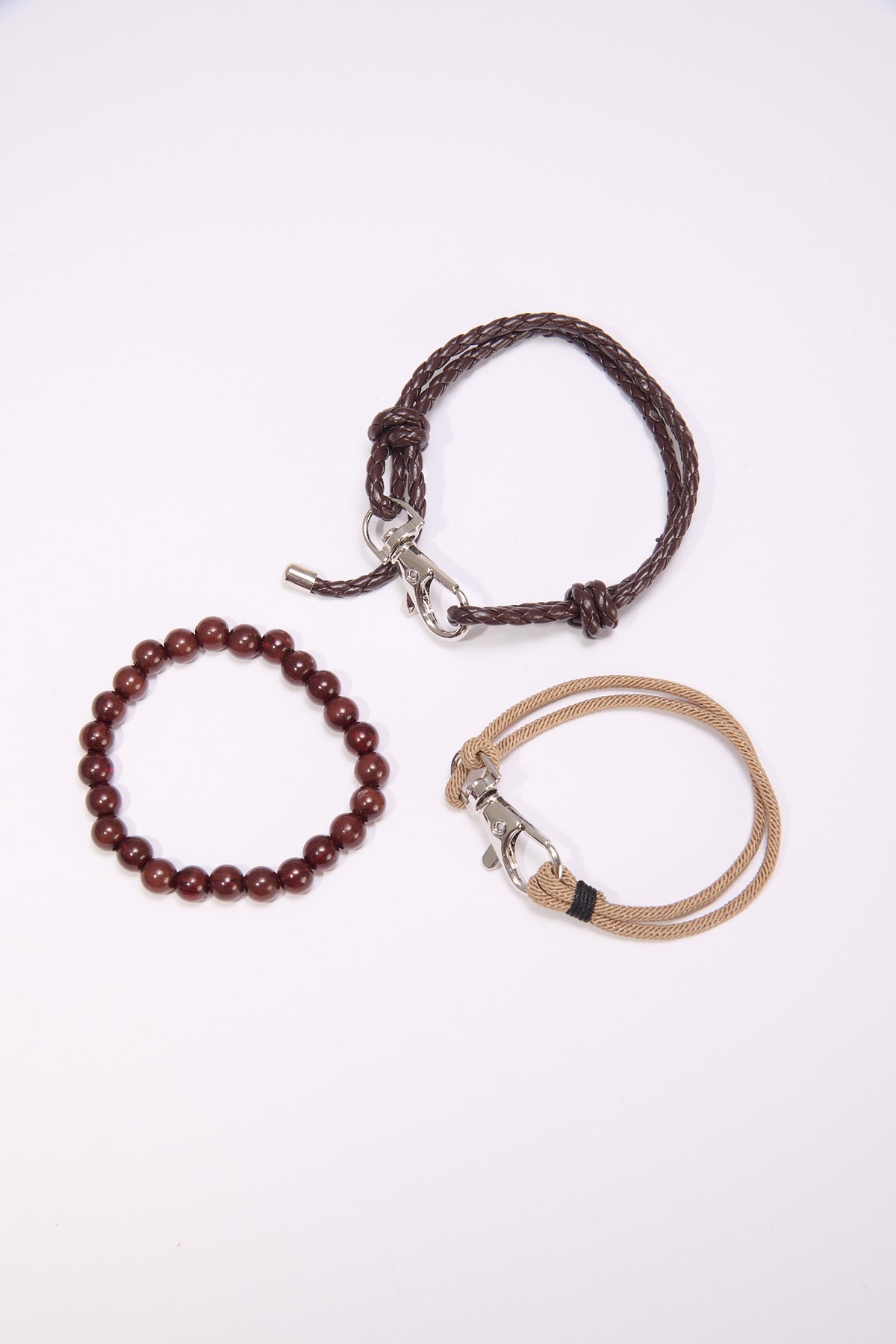 Bracciale uomo card intreccio palline - Moro