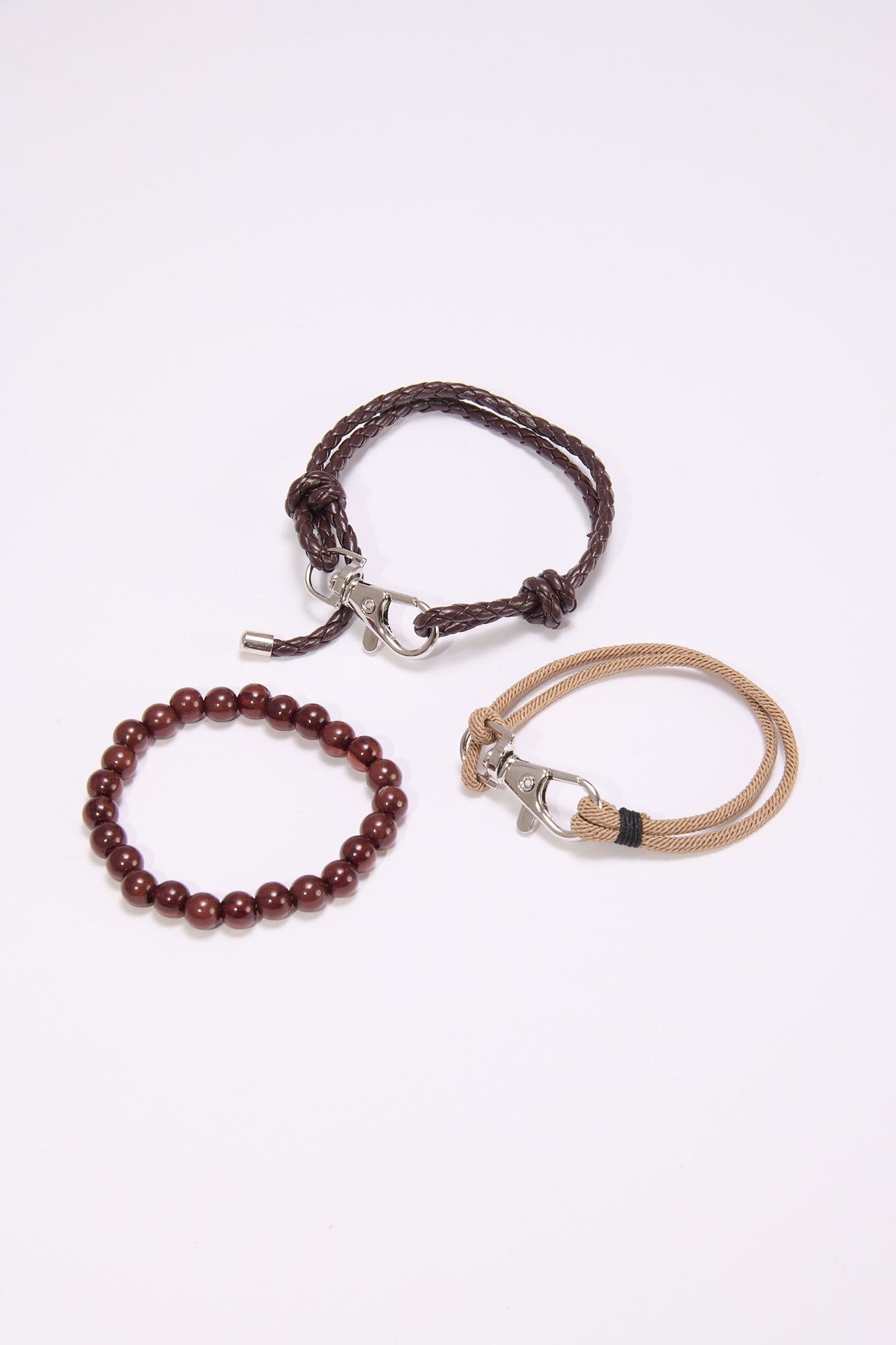 Bracciale uomo card intreccio palline - Moro
