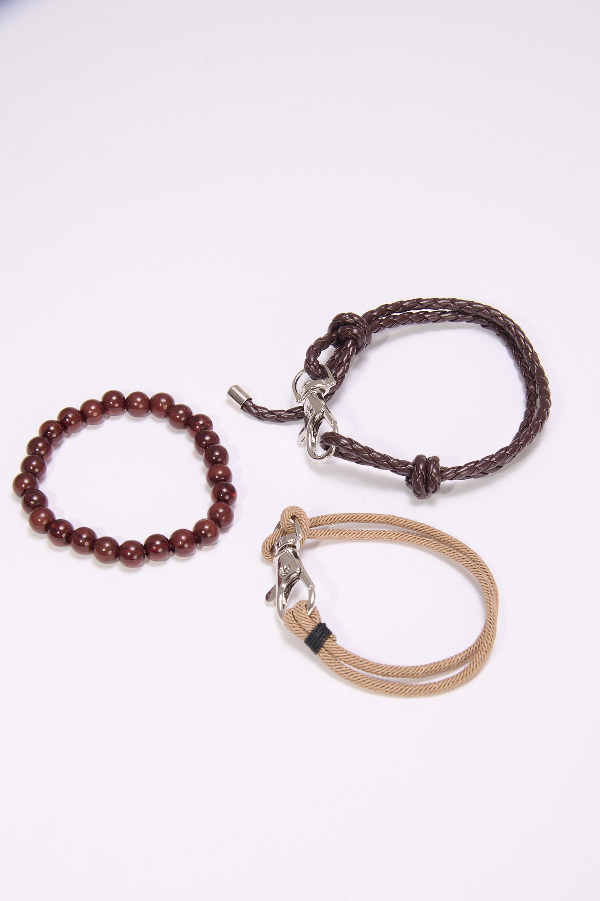 Bracciale uomo card intreccio palline - Moro