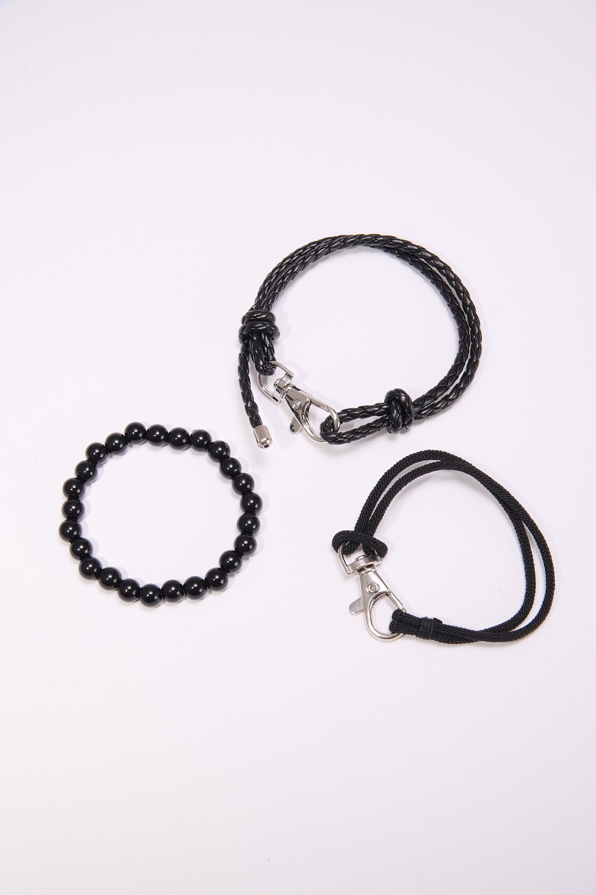 Bracciale uomo card intreccio palline - Nero