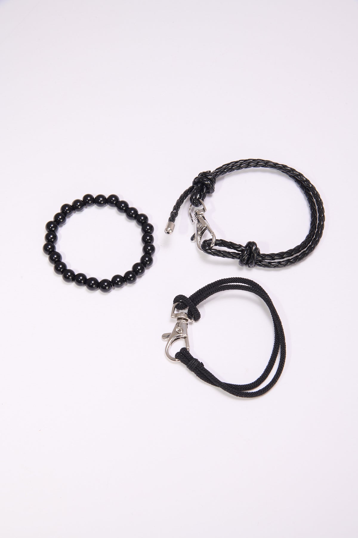 Bracciale uomo card intreccio palline - Nero