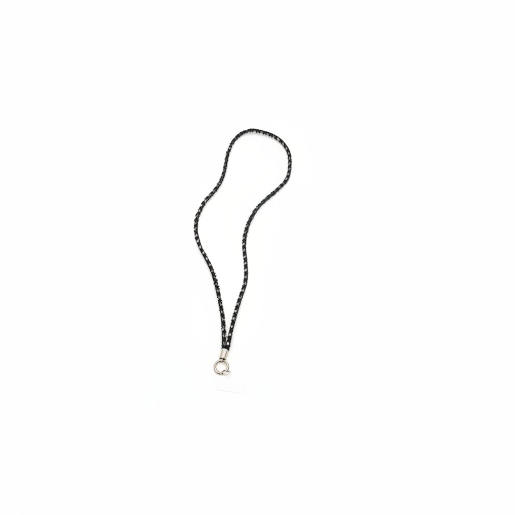 Laccio donna per cellulare denim strass - Nero