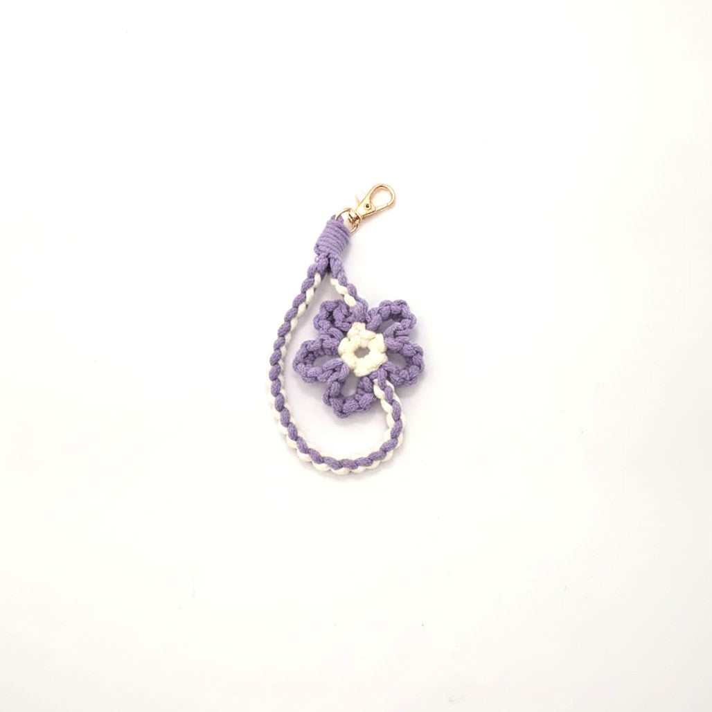 Polsino donna da borsa crochet con fiore - Lilla