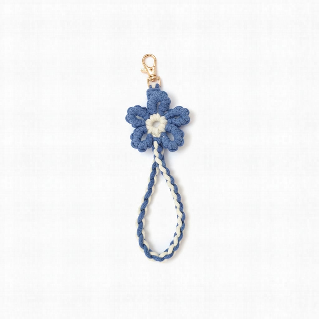Polsino donna da borsa crochet con fiore - Denim