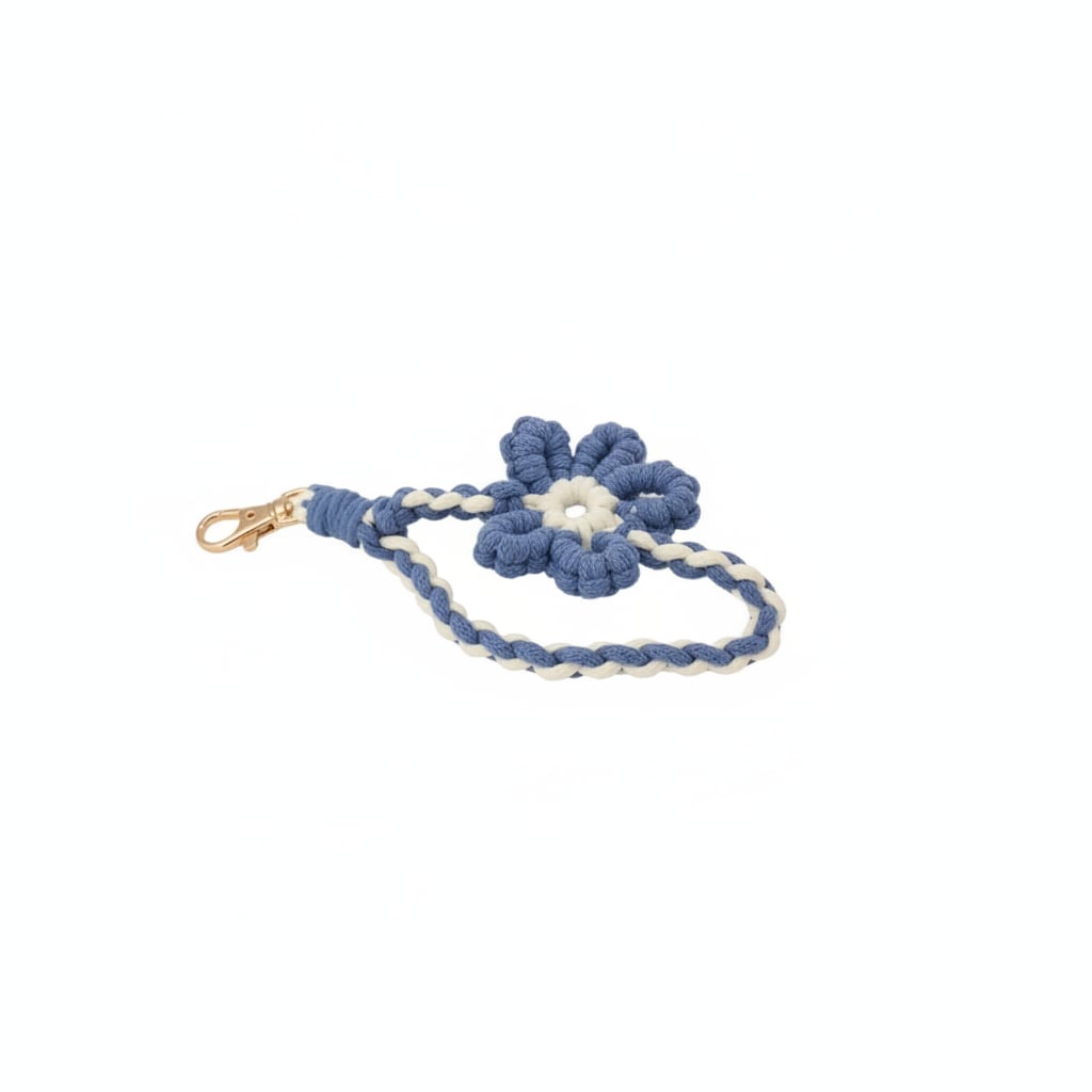 Polsino donna da borsa crochet con fiore - Denim