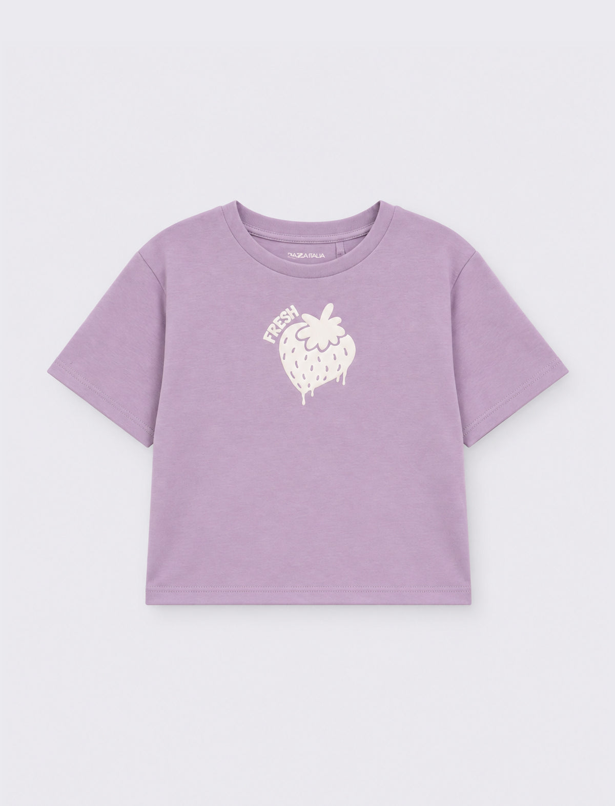 T- shirt mezza manica cropped con stampa. - Lilla