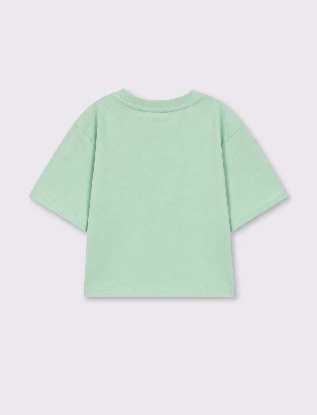 T- shirt mezza manica cropped con stampa. - Verde acqua