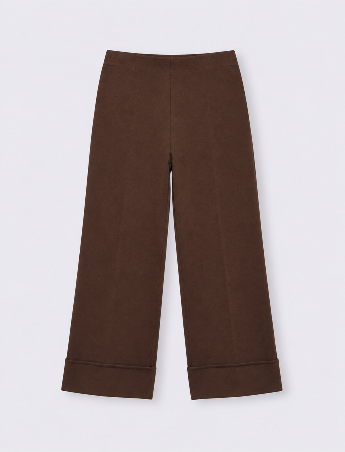 Pantalone coulotte con risvolto - Moro