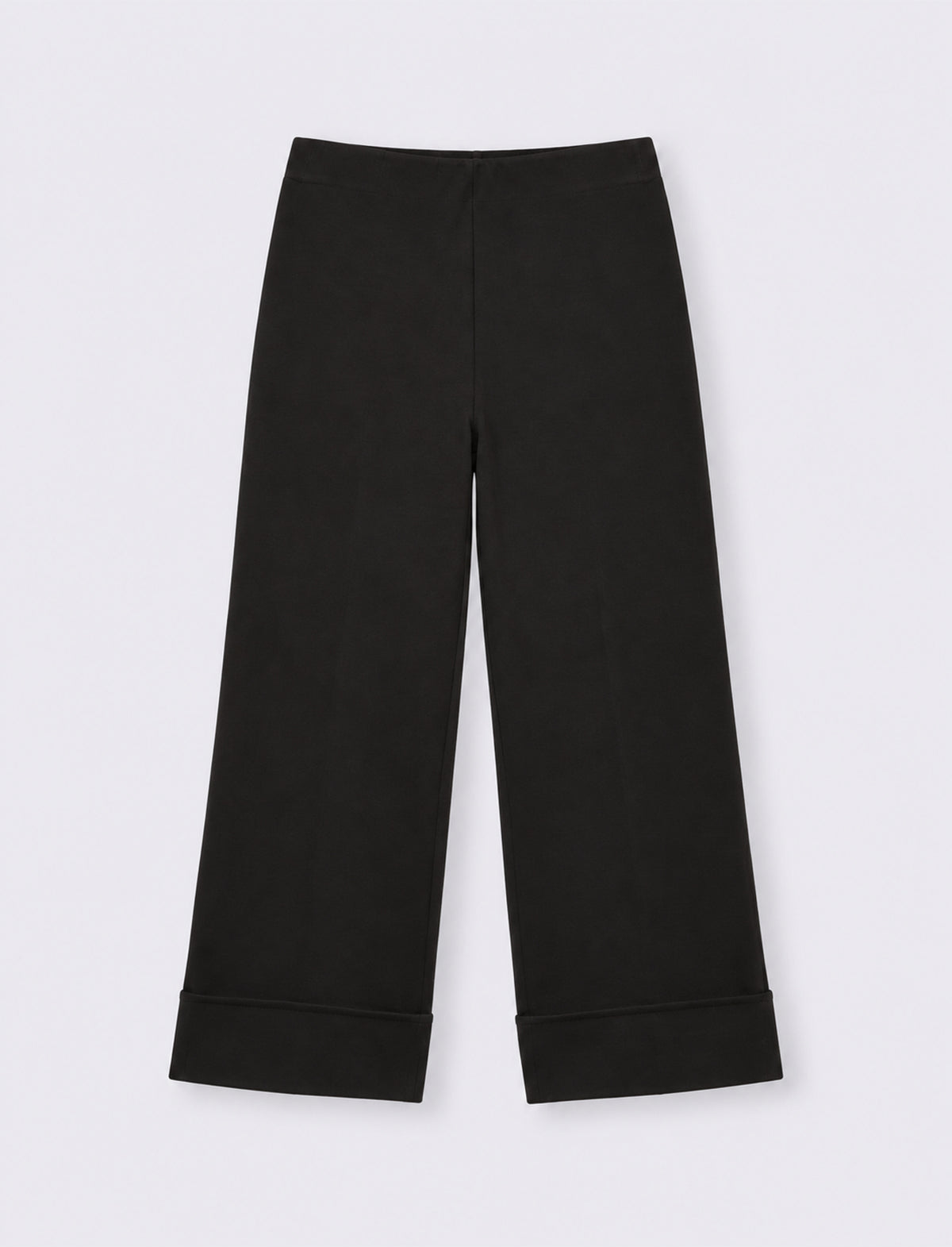 Pantaloni culotte con risvolto - Nero