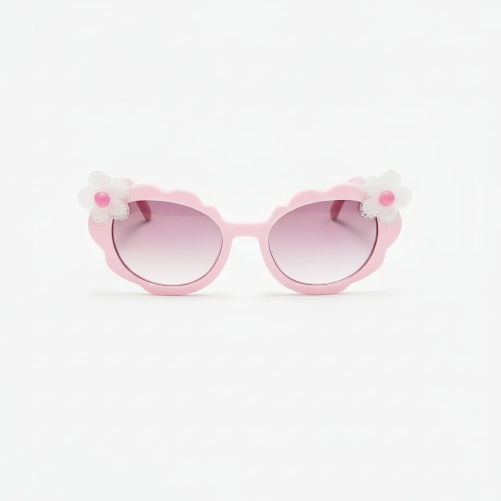 Occhiali bambina da sole con margherita - Rosa