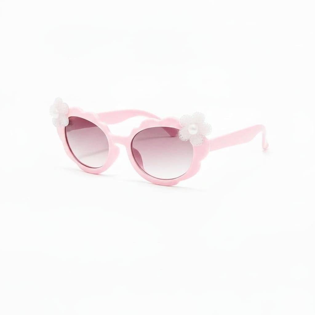 Occhiali bambina da sole con margherita - Rosa