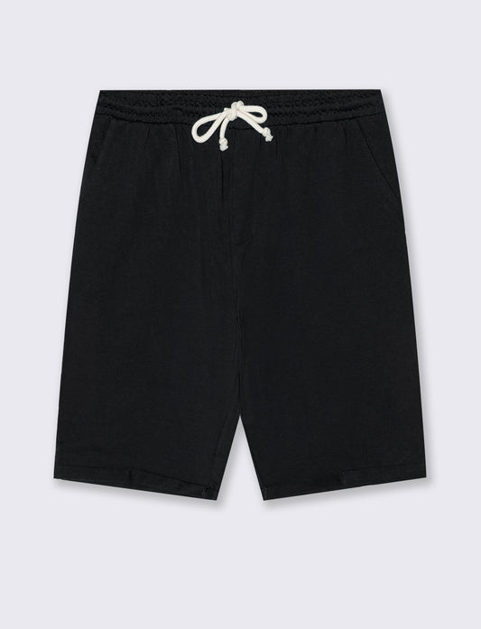 Bermuda in felpa con vita jogger - Nero