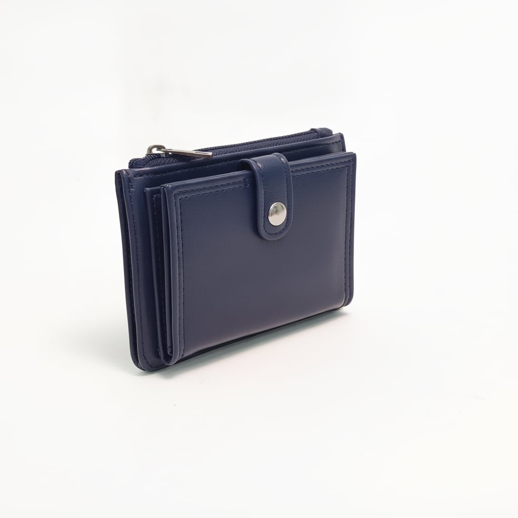 Portacarte uomo con effetto pelle con bottoncino - Blu