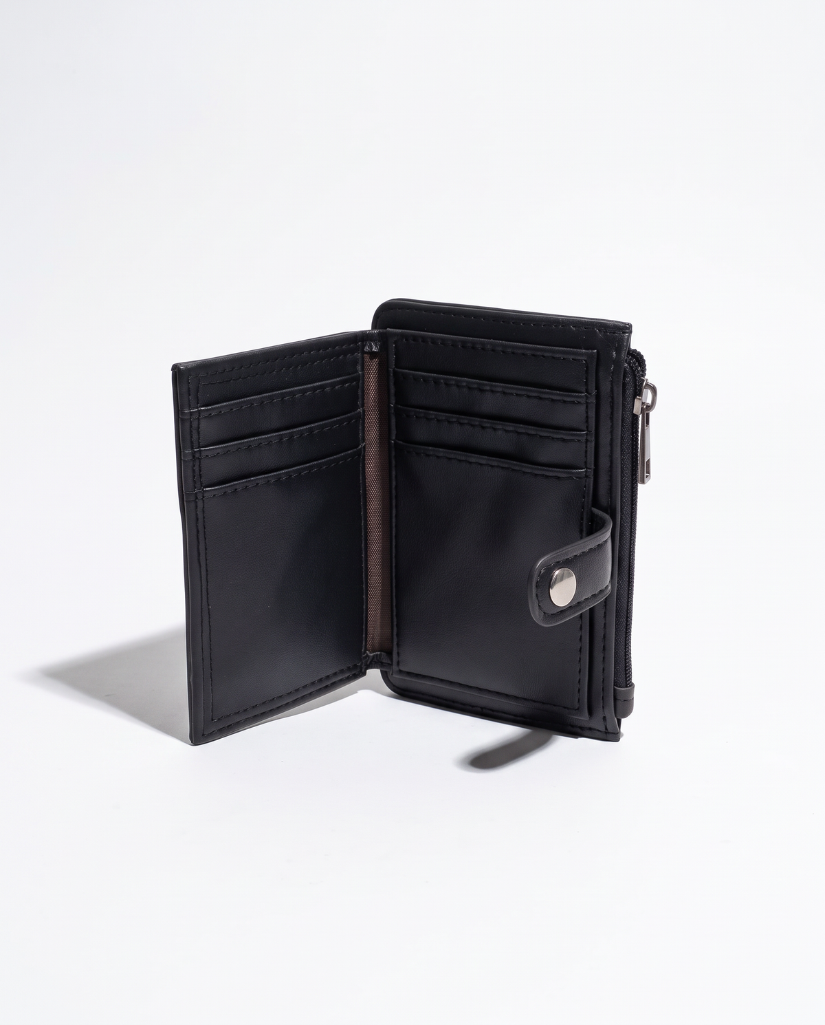 Portacarte uomo con effetto pelle con bottoncino - Nero