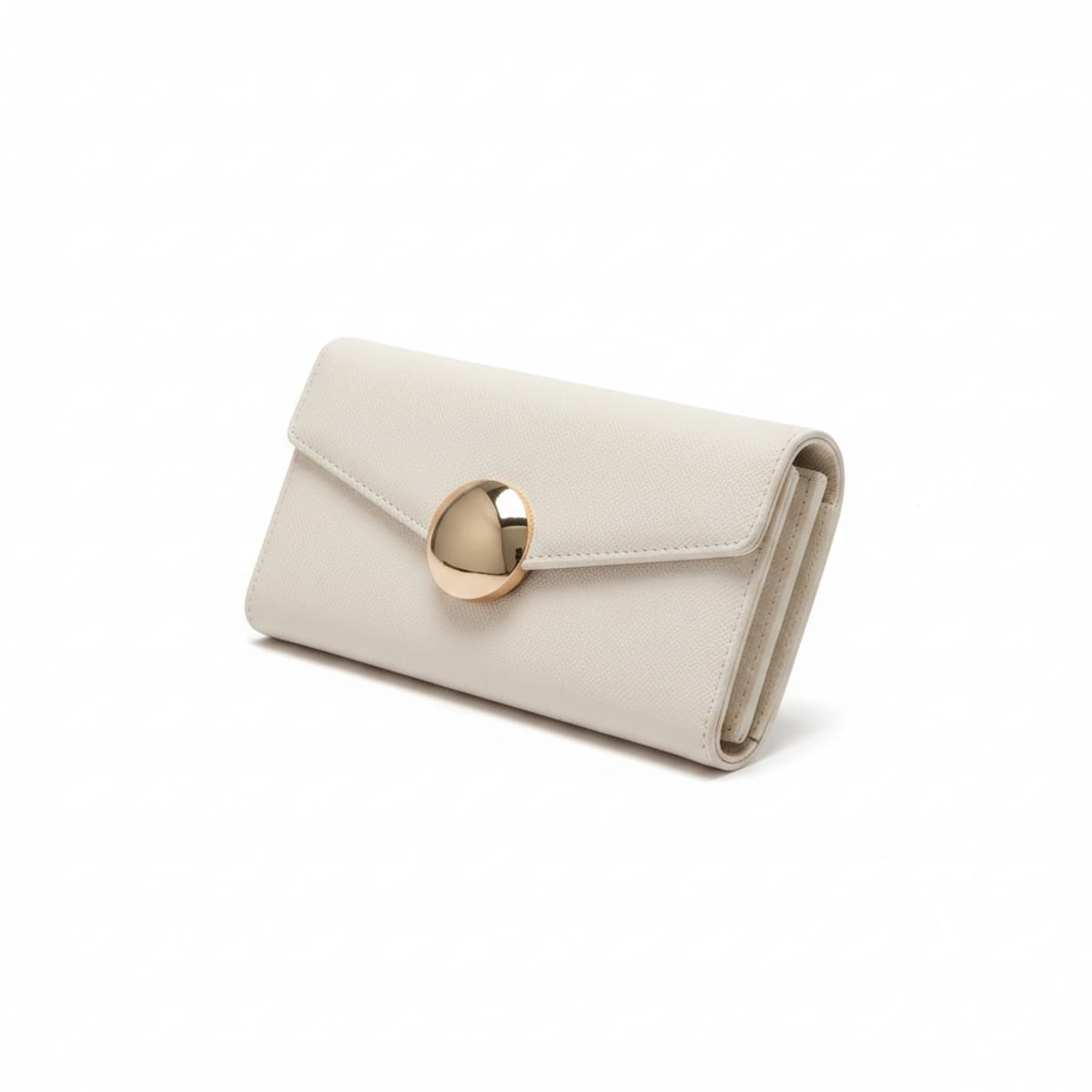 Portafogli donna rettangolare chiusura bottone - Beige