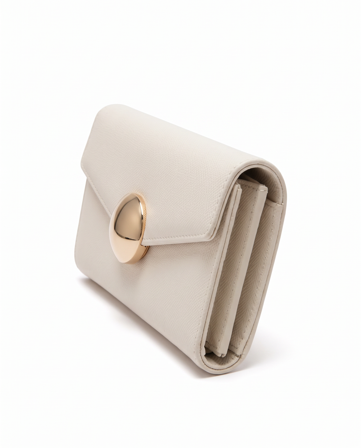 Portafogli donna rettangolare chiusura bottone - Beige