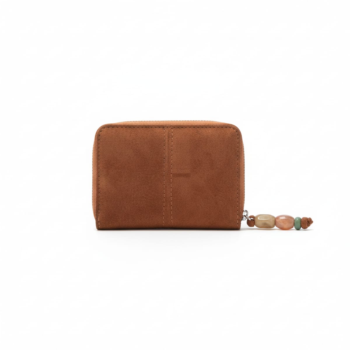 Portafogli donna piccolo zip con pietre suede - coccio