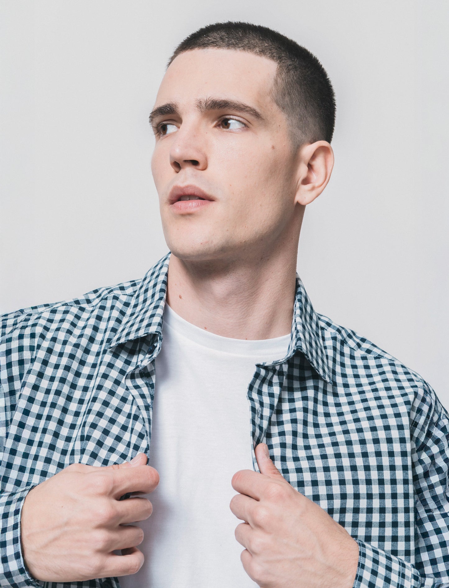 Regular fit checked cotton shirt - Blue