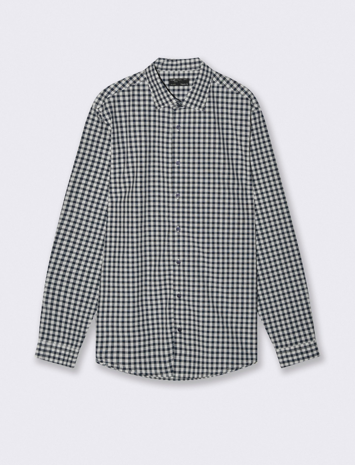 Regular fit checked cotton shirt - Blue